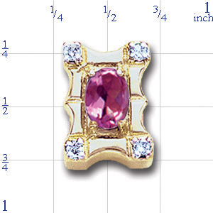 AC38 14K PINK SAPPHIRE & DIAMOND SLIDE 